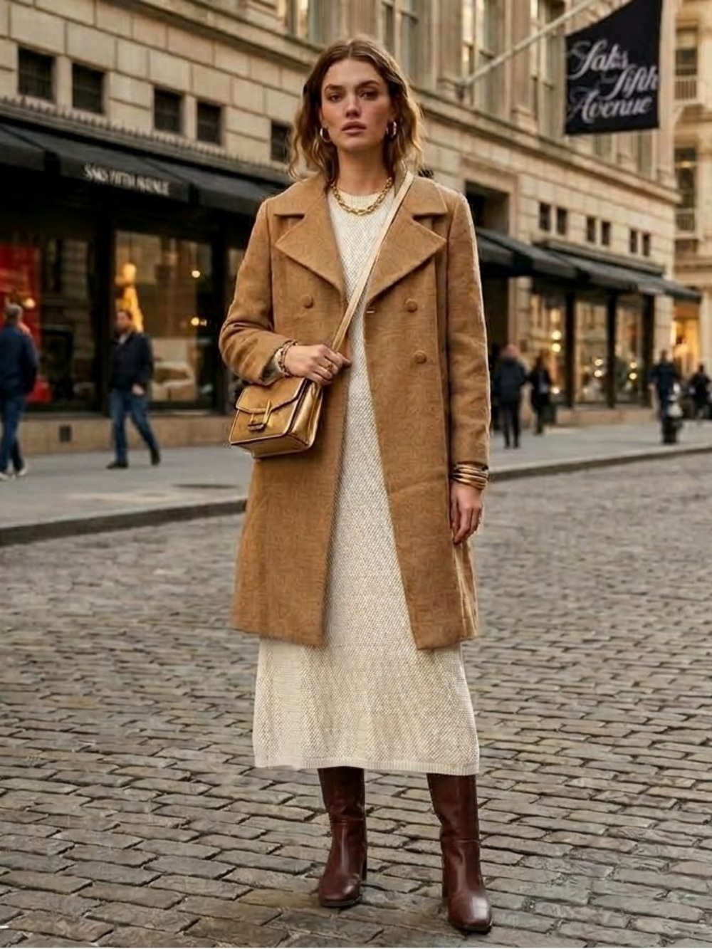 Vintage Saks Fifth Avenue Double-Breasted Coat in Brown